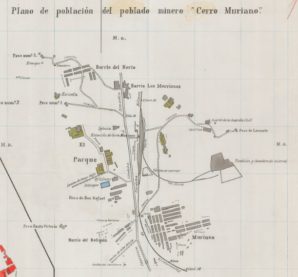 Detalle de los Planos de poblacin del poblado minero de Cerro Muriano y Alcolea