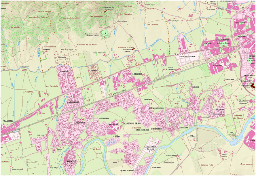 Detalle mapa de la Aglomeracin Urbana de Crdoba, 2009