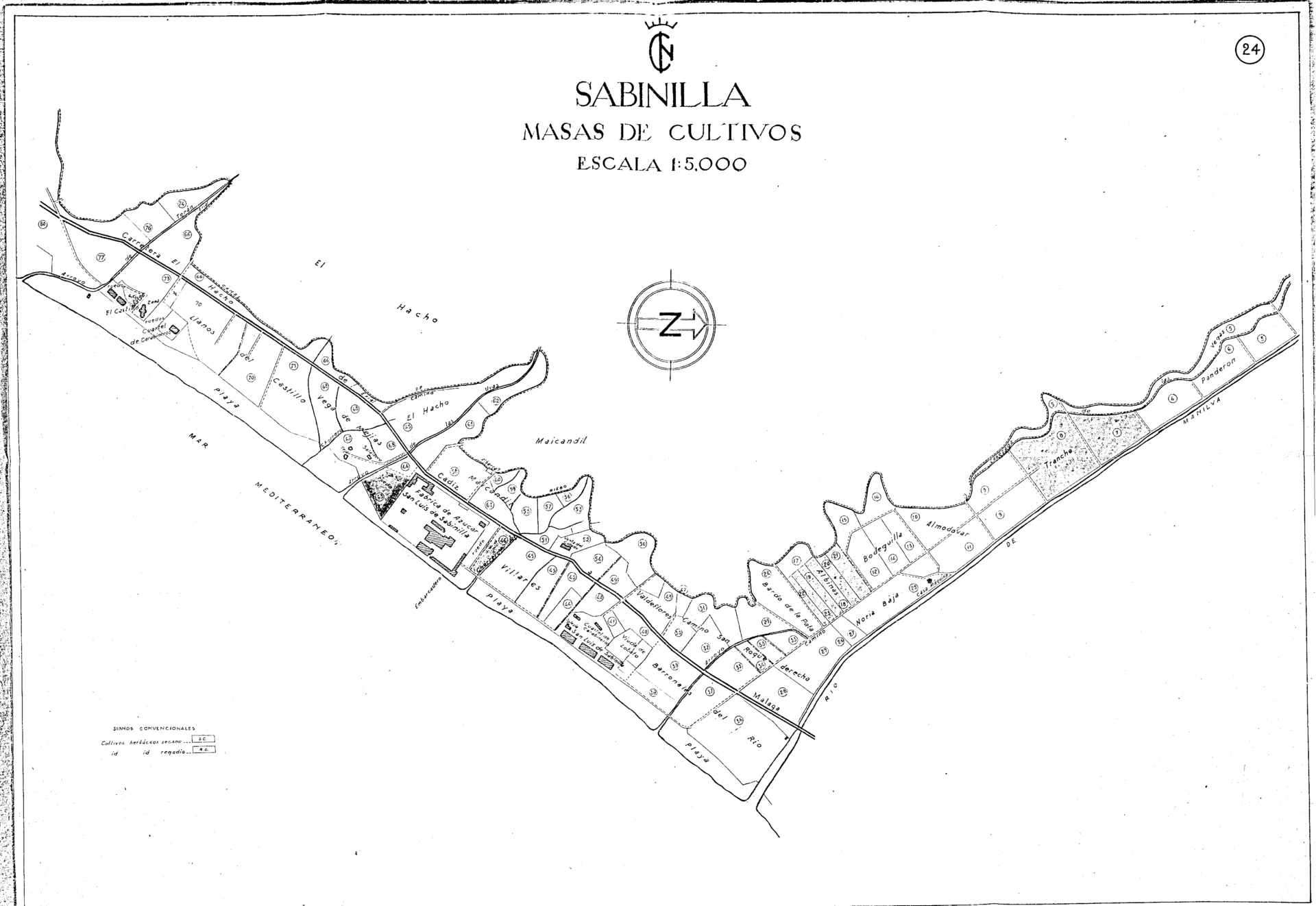 Sabinilla: masas de cultivos. Instituto Nacional de Colonizacin. 1944