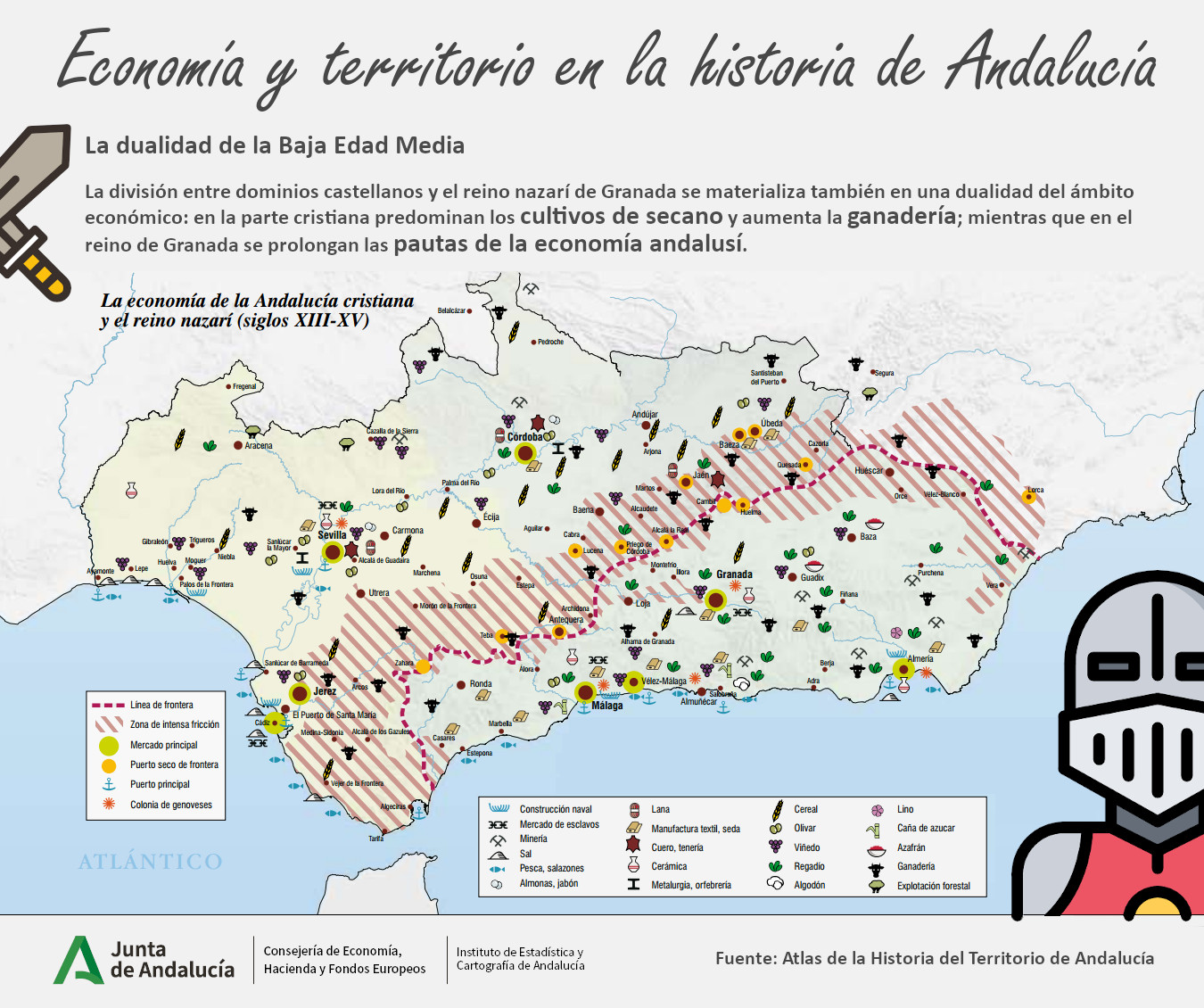 Economía y territorio en la historia de Andalucía. Baja Edad Media. Dibujo creado por Freepik
