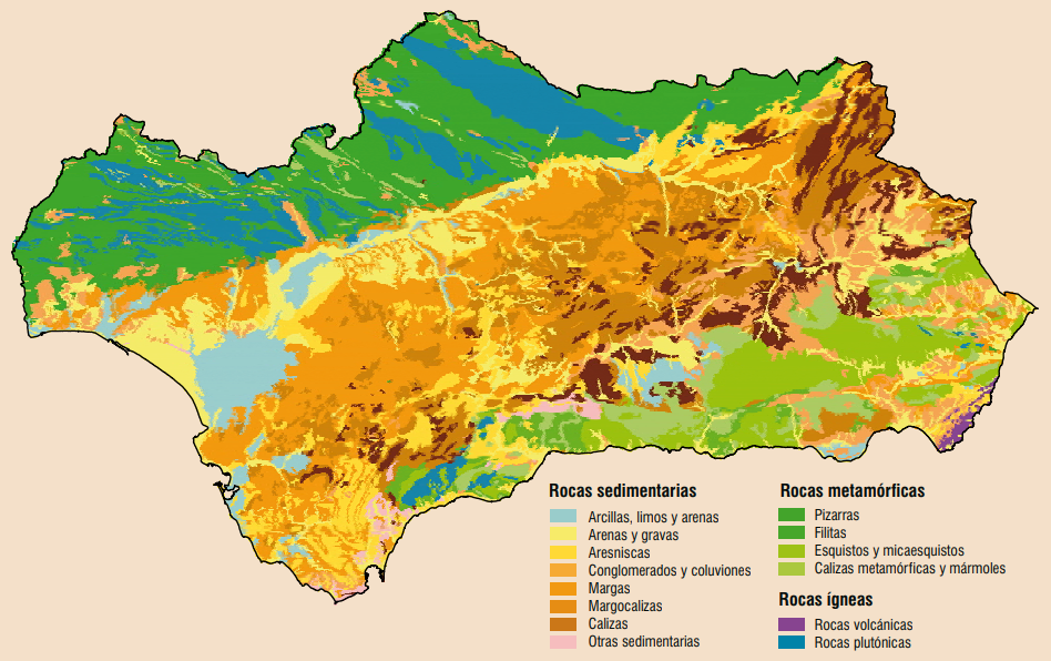 Mapa litológico de Andalucía