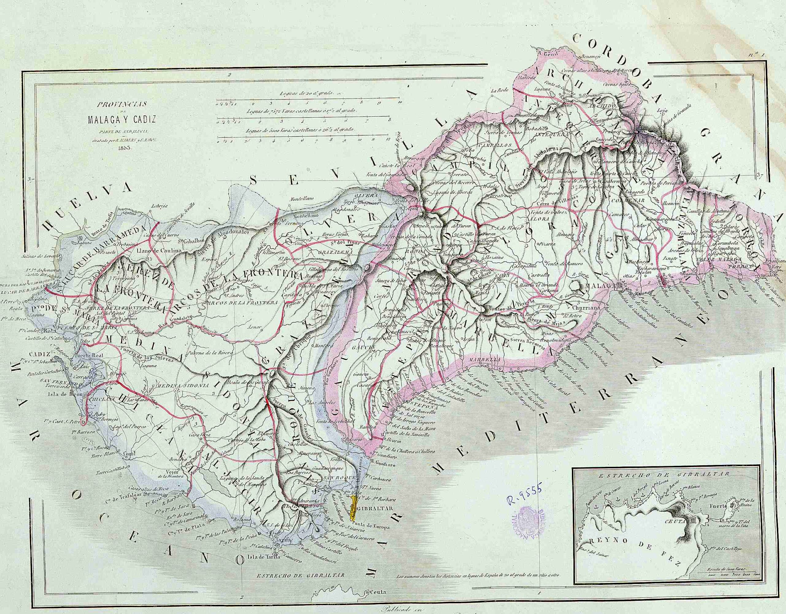 Málaga (Provincia). Mapas generales. 1846 (1853)
