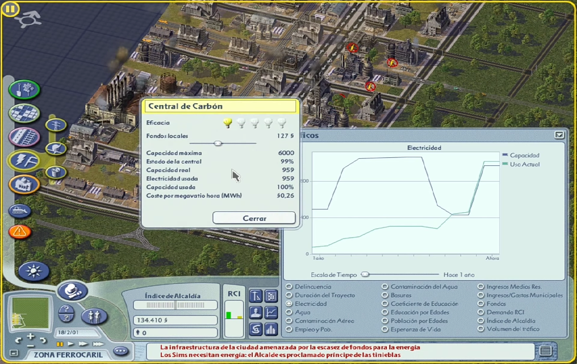 SimCity 4 cuenta con un amplio cuadro de datos apoyados en gráficos estadísticos para apoyar las decisiones del jugador
