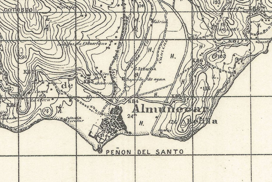 Detalle del mapa sobre Almuñécar.