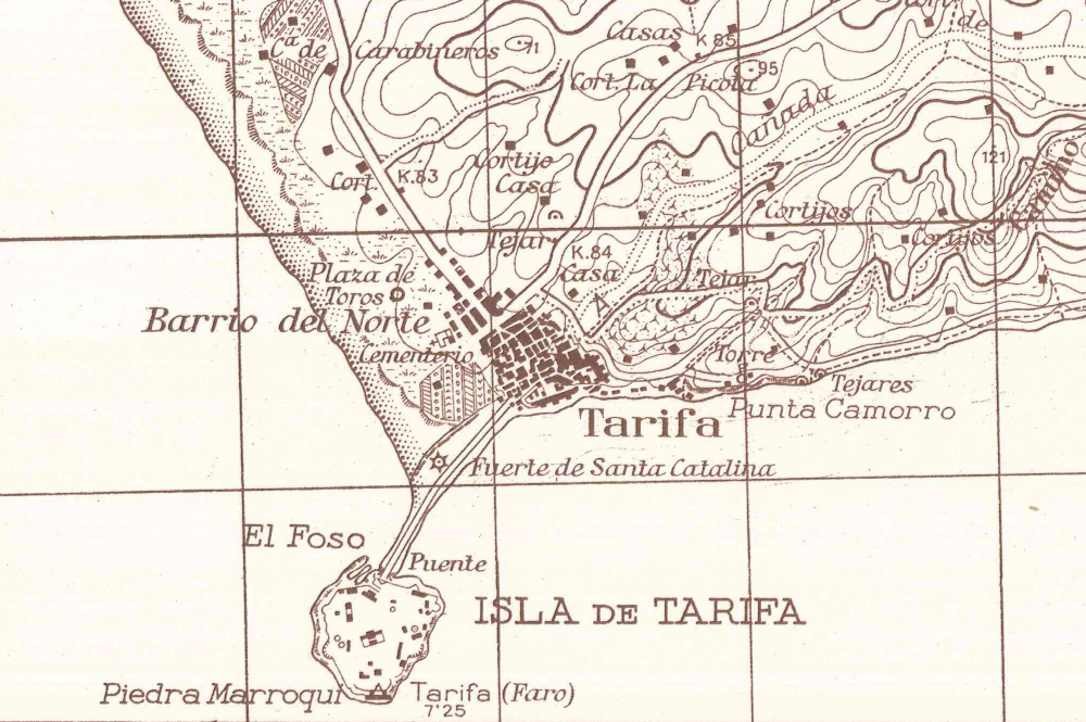 Detalle del mapa sobre Tarifa