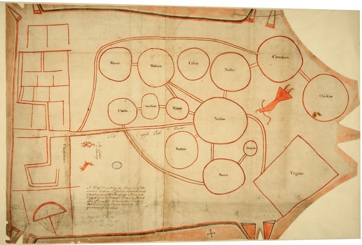 Copia del Mapa de Catawba sobre piel de venado