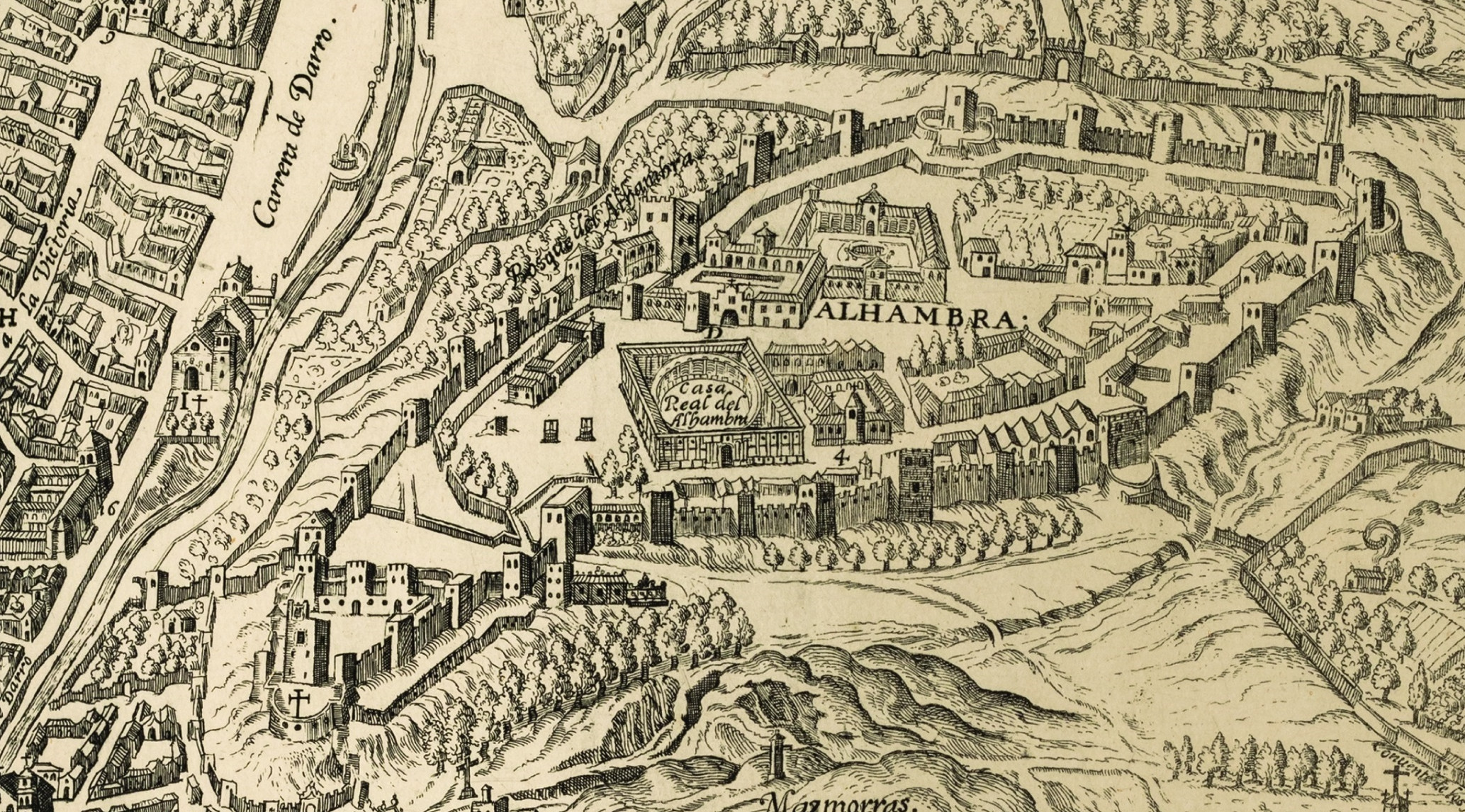 Detalle del plano de Granada 1600