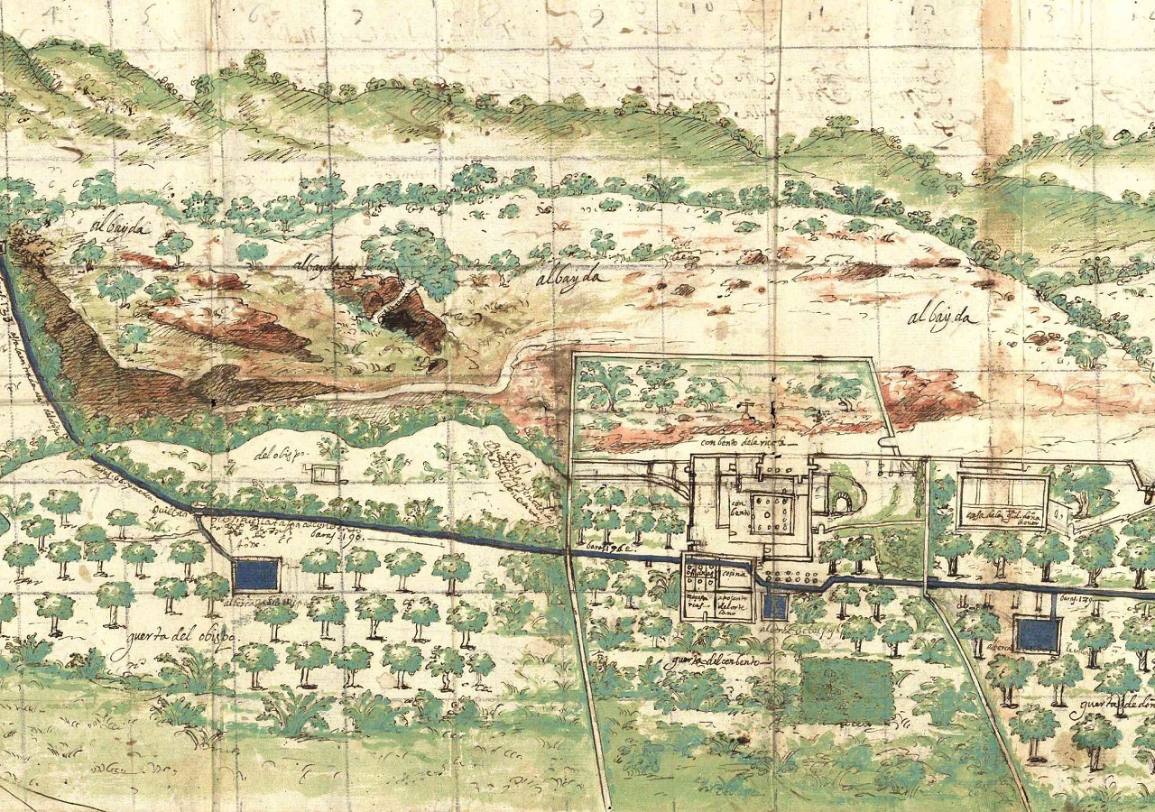 Mapa de las tierras y huertas del convento de Arrizafa entre las del Obispo de Córdoba y de Doña Leonor Ponce. Año 1610